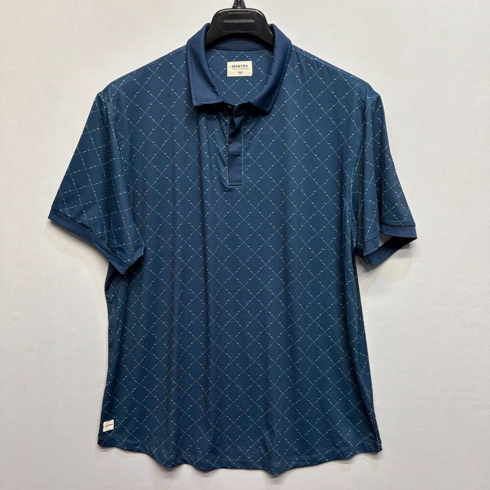 Mantra Men Short Sleeve Performance Golf Polo Shirt Size XXL 2XL Blue C117 -15